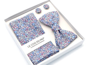  Le Coq en Pap' - Coffret noeud papillon fleuri liberty eloïse d