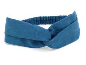  Le Coq en Pap' - Bandeau turban bleu canard uni en Lin