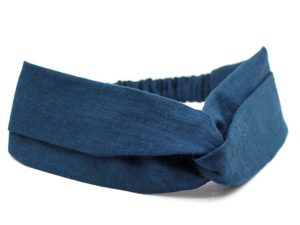  Le Coq en Pap' - Bandeau turban bleu marine uni en lin