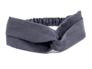  Le Coq en Pap' - Bandeau turban noir carbone uni en lin