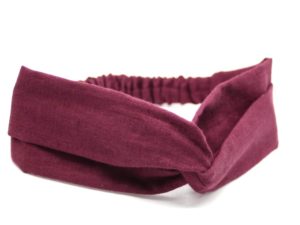  Le Coq en Pap' - Bandeau turban rouge aubergine uni en lin