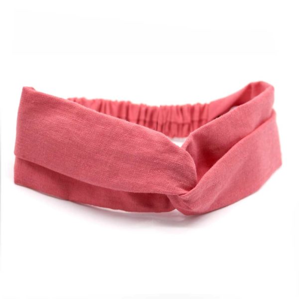  Le Coq en Pap' - Bandeau turban rouge grenadine uni en lin