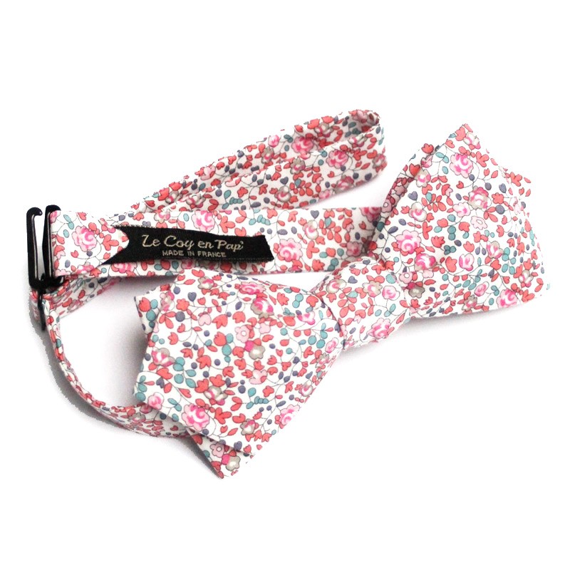 Noeud Papillon Fleuri Liberty Eloise C Rose Le Coq En Pap