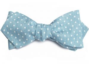  Le Coq en Pap' - Noeud papillon bleu chambray vieilli à pois