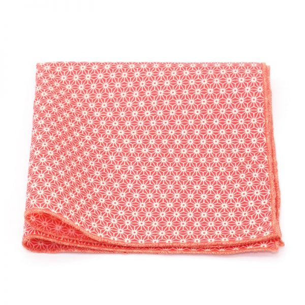  Le Coq en Pap' - Pochette de costume rouge fraise japonais petit motif