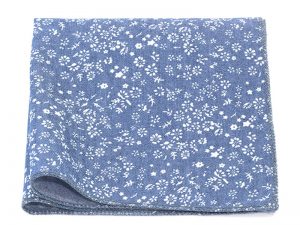  Le Coq en Pap' - Pochette de costume bleu chambray turquin fleuri