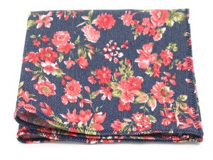  Le Coq en Pap' - Pochette de costume bleu denim fleuri amaryllis