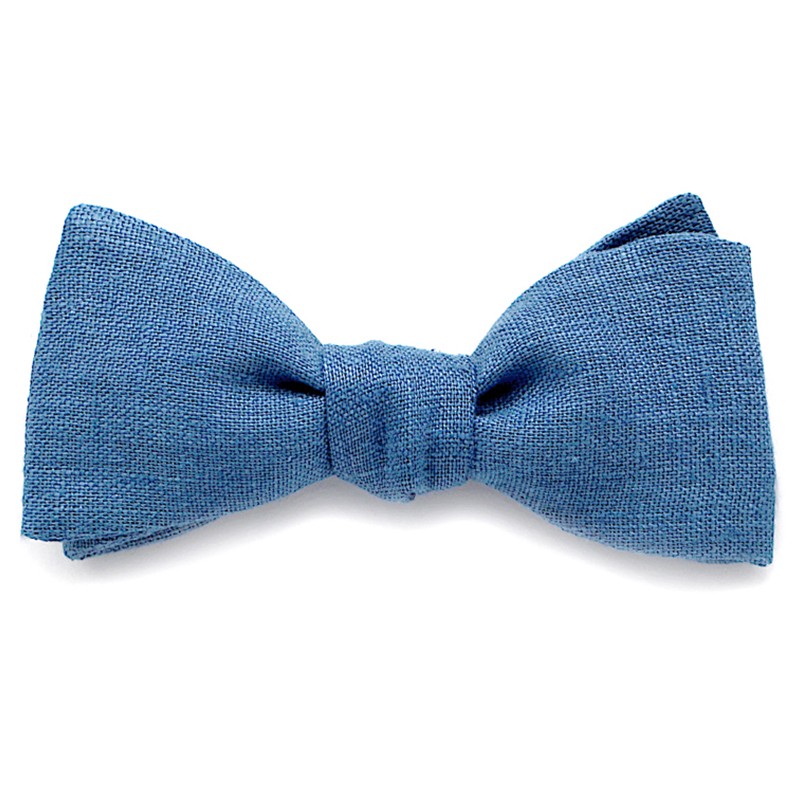 Noeud papillon bleu stone en lin - Le Coq en Pap'