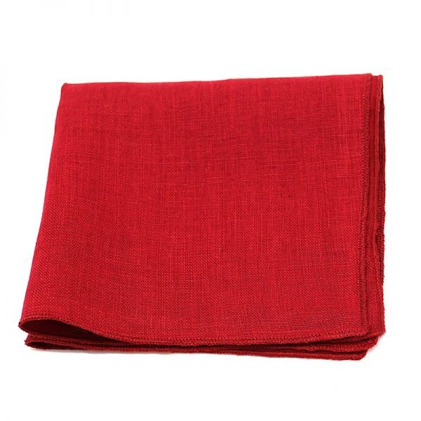  Le Coq en Pap' - Pochette de costume rouge grenat uni en lin