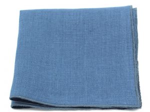  Le Coq en Pap' - Pochette de costume bleu stone uni en lin