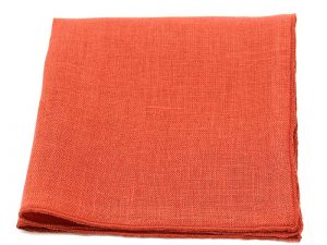  Le Coq en Pap' - Pochette de costume rouge rouille uni en lin