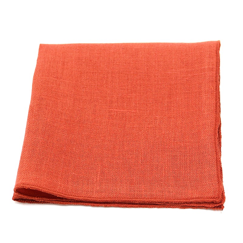 Pochette de Costume Rouille en Lin