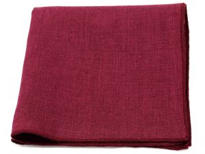  Le Coq en Pap' - Pochette de costume rouge aubergine uni en lin