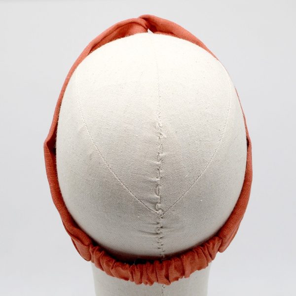  Le Coq en Pap' - Bandeau turban rouge rouille uni en lin