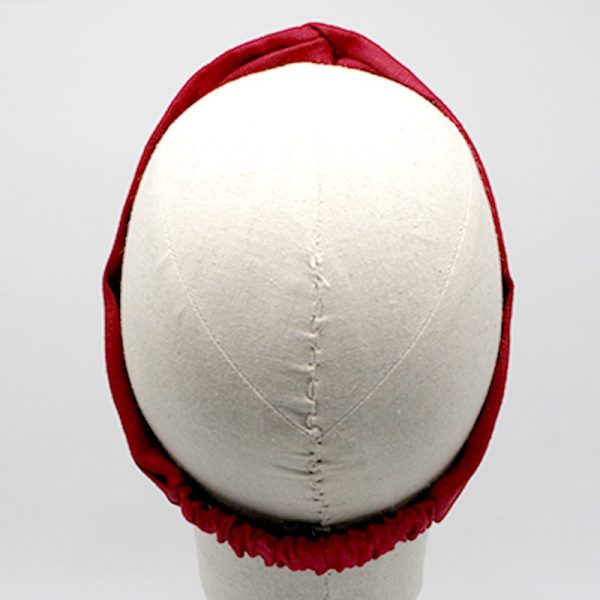  Le Coq en Pap' - Bandeau turban rouge grenat uni en lin