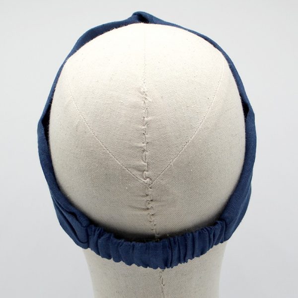  Le Coq en Pap' - Bandeau turban bleu marine uni en lin