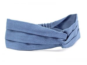  Le Coq en Pap' - Bandeau turban bleu stone uni en lin