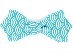  Le Coq en Pap' - Noeud papillon bleu turquoise japonais seigaiha