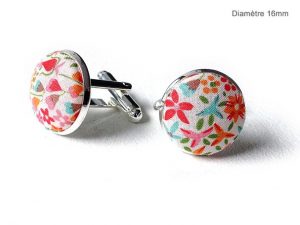  Le Coq en Pap' - Boutons de manchette fleuri liberty eve c