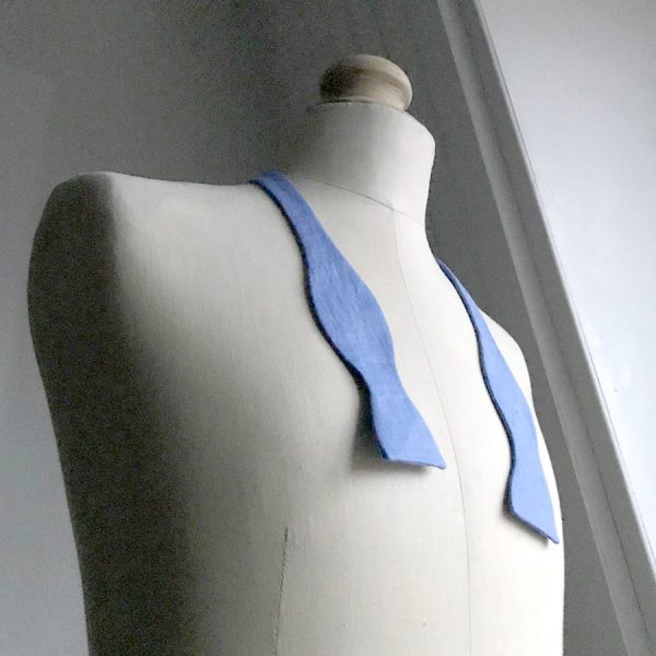  Le Coq en Pap' - Noeud papillon bleu bleuet uni en lin