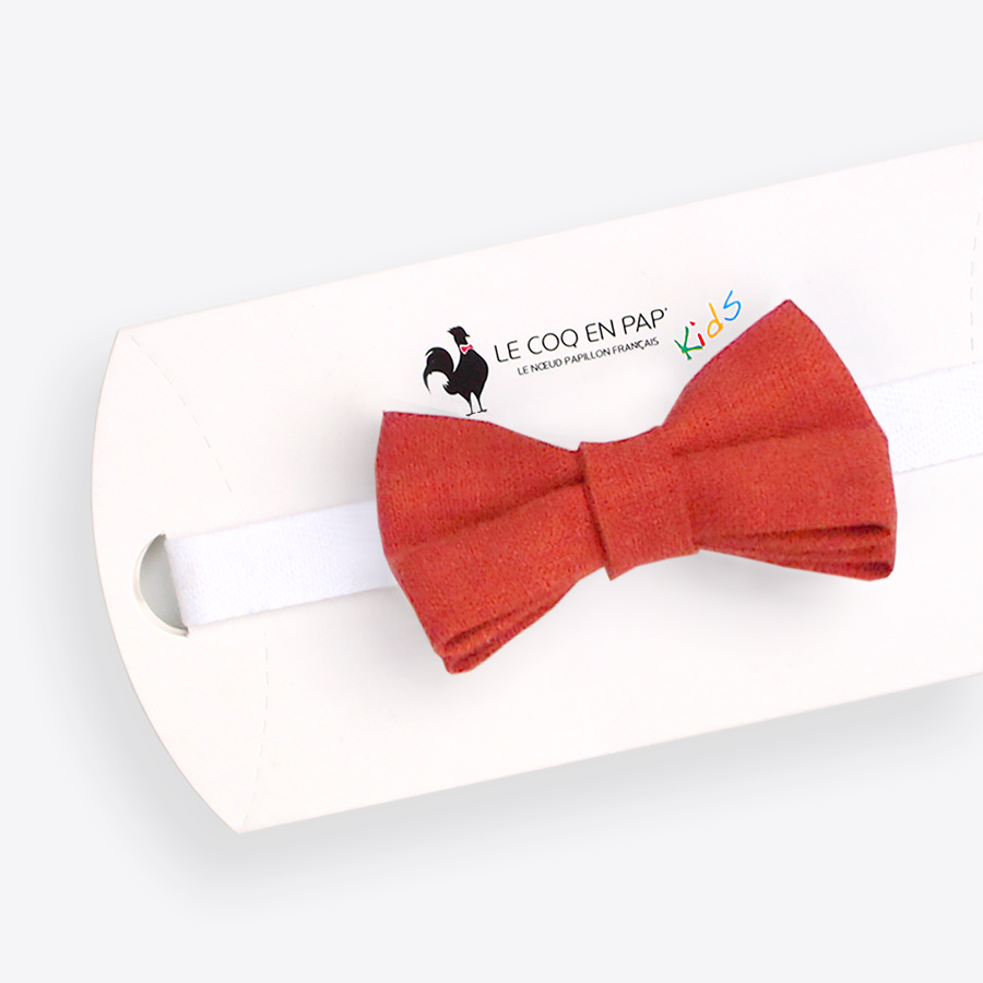 Noeud papillon enfant rouge rouille uni en lin Le Coq en Pap