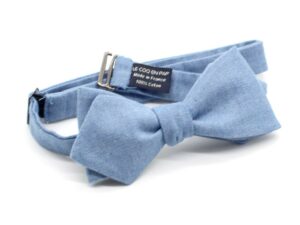  Le Coq en Pap' - Noeud papillon bleu denim jean brut clair