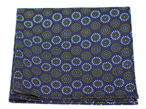  Le Coq en Pap' - Pochette de costume bleu marine fleuri kaleido