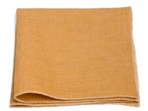  Le Coq en Pap' - Pochette de costume beige caramel uni en lin