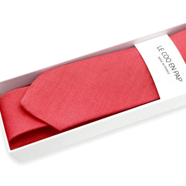  Le Coq en Pap' - Cravate rouge grenadine unie en lin