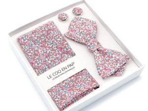  Le Coq en Pap' - Coffret noeud papillon fleuri liberty eloïse c