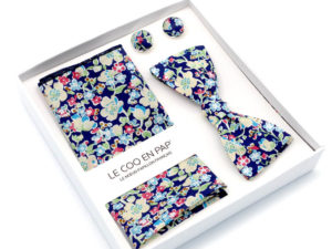  Le Coq en Pap' - Coffret noeud papillon fleuri liberty john c