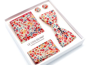  Le Coq en Pap' - Coffret noeud papillon fleuri liberty phoebe m