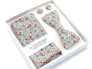  Le Coq en Pap' - Coffret noeud papillon fleuri liberty eloïse b