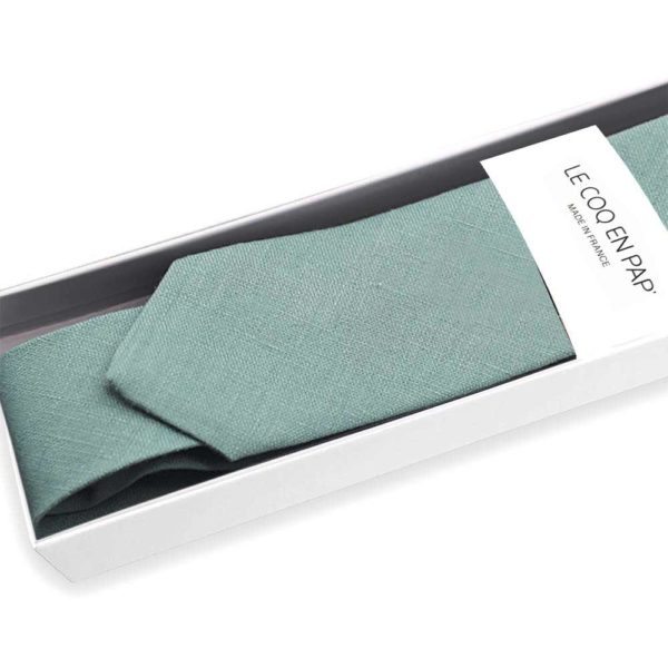  Le Coq en Pap' - Cravate vert céladon unie en lin