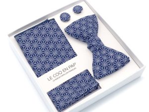  Le Coq en Pap' - Coffret noeud papillon bleu marine japonais saki