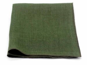  Le Coq en Pap' - Pochette de costume vert kaki uni en lin