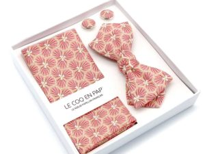  Le Coq en Pap' - Coffret noeud papillon rose corail japonais kikko