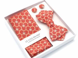  Le Coq en Pap' - Coffret noeud papillon rouge corail japonais kikko