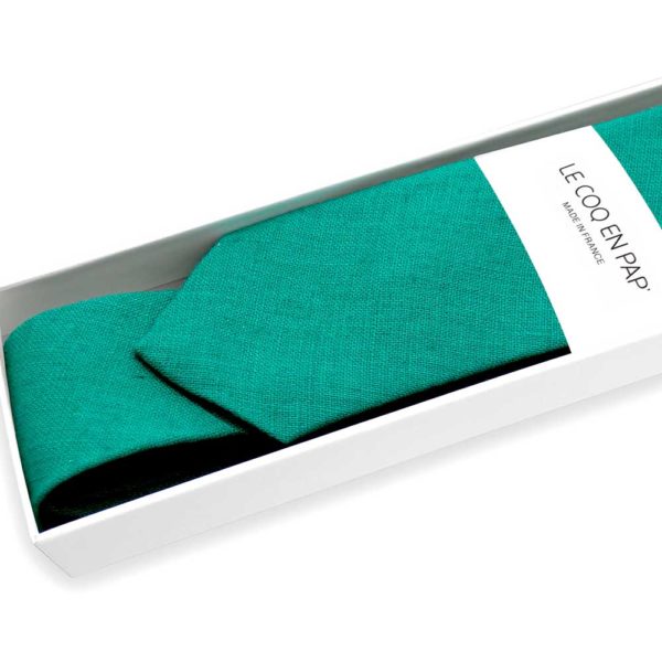  Le Coq en Pap' - Cravate vert sapin unie en lin