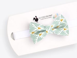  Le Coq en Pap' - Noeud papillon enfant vert opaline japonais leafy