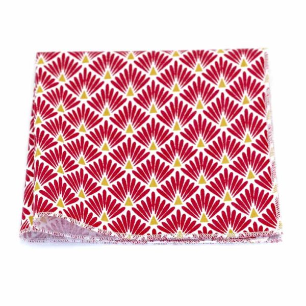  Le Coq en Pap' - Pochette de costume rouge amarante japonais leafy