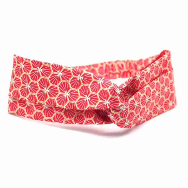  Le Coq en Pap' - Bandeau turban rouge corail japonais kikko