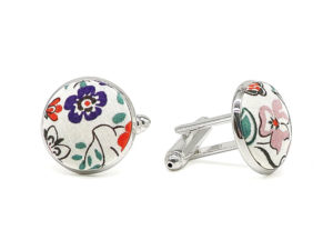  Le Coq en Pap' - Boutons de manchette fleuri liberty silver bells