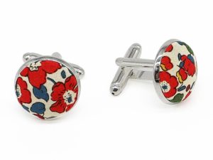  Le Coq en Pap' - Boutons de manchette fleuri liberty betsy ann b