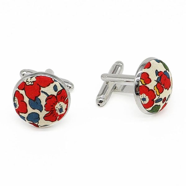  Le Coq en Pap' - Boutons de manchette fleuri liberty betsy ann b