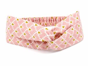  Le Coq en Pap' - Bandeau turban rose marshmallow japonais leafy