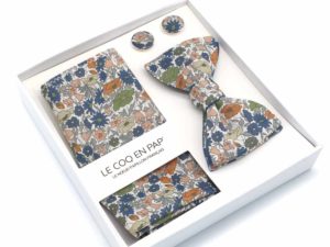  Le Coq en Pap' - Coffret noeud papillon fleuri liberty poppy forest b