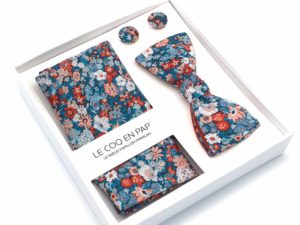  Le Coq en Pap' - Coffret noeud papillon fleuri liberty thorpe hill b