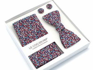  Le Coq en Pap' - Coffret noeud papillon fleuri liberty pepper j