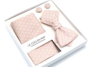  Le Coq en Pap' - Coffret noeud papillon fleuri rose nude rosace